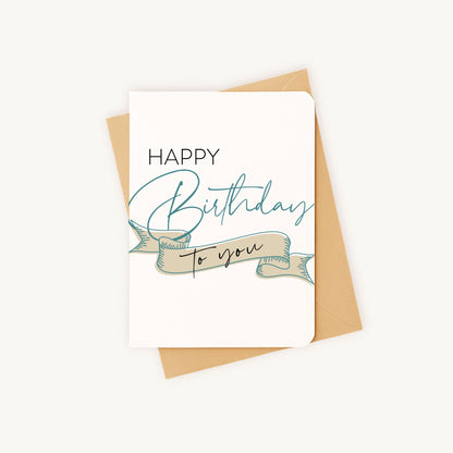 Elegante verjaardagskaart liggend met kraft envelop premium uitstraling