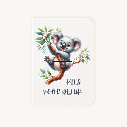 Gelukskaart met koala op tak en tekst Kies voor geluk