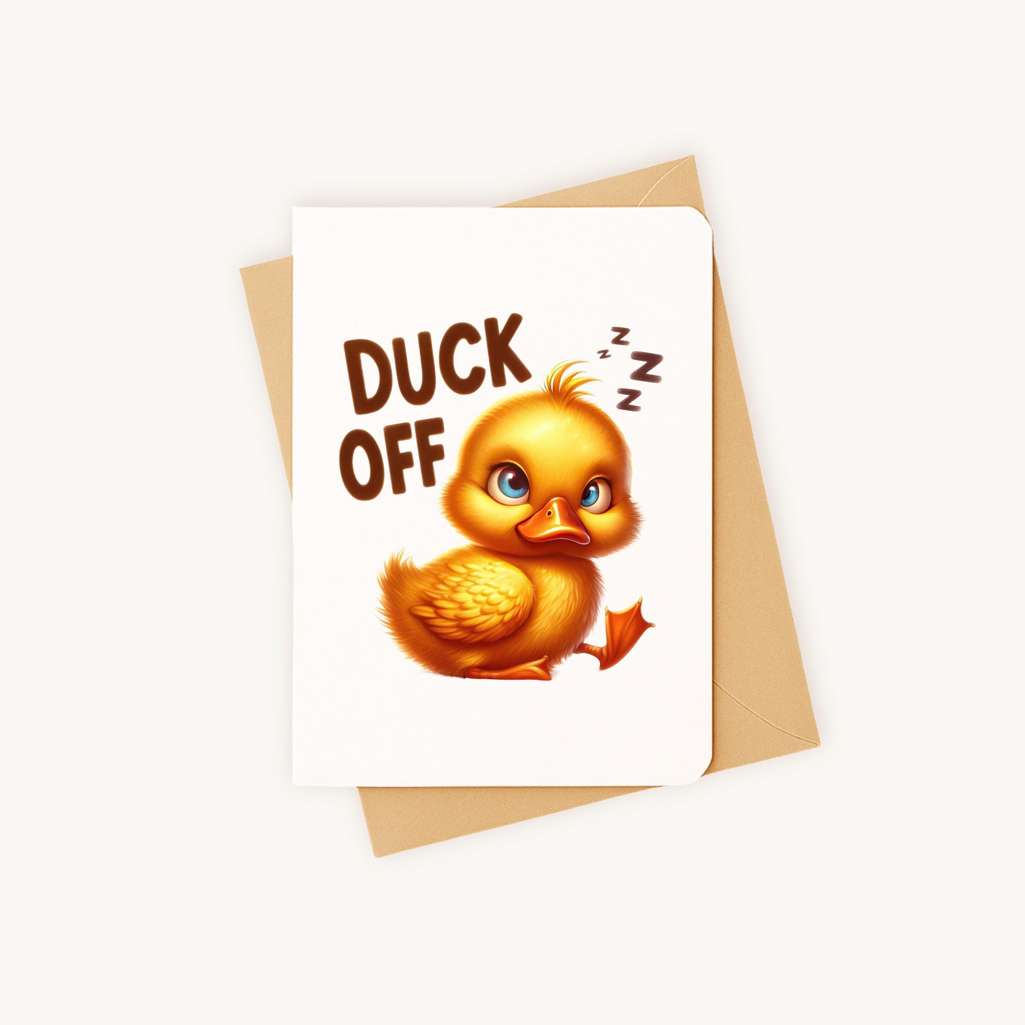 Grappige kaart eend Duck Off met bijpassende kraftenvelop