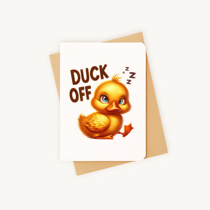 Grappige kaart eend Duck Off met bijpassende kraftenvelop