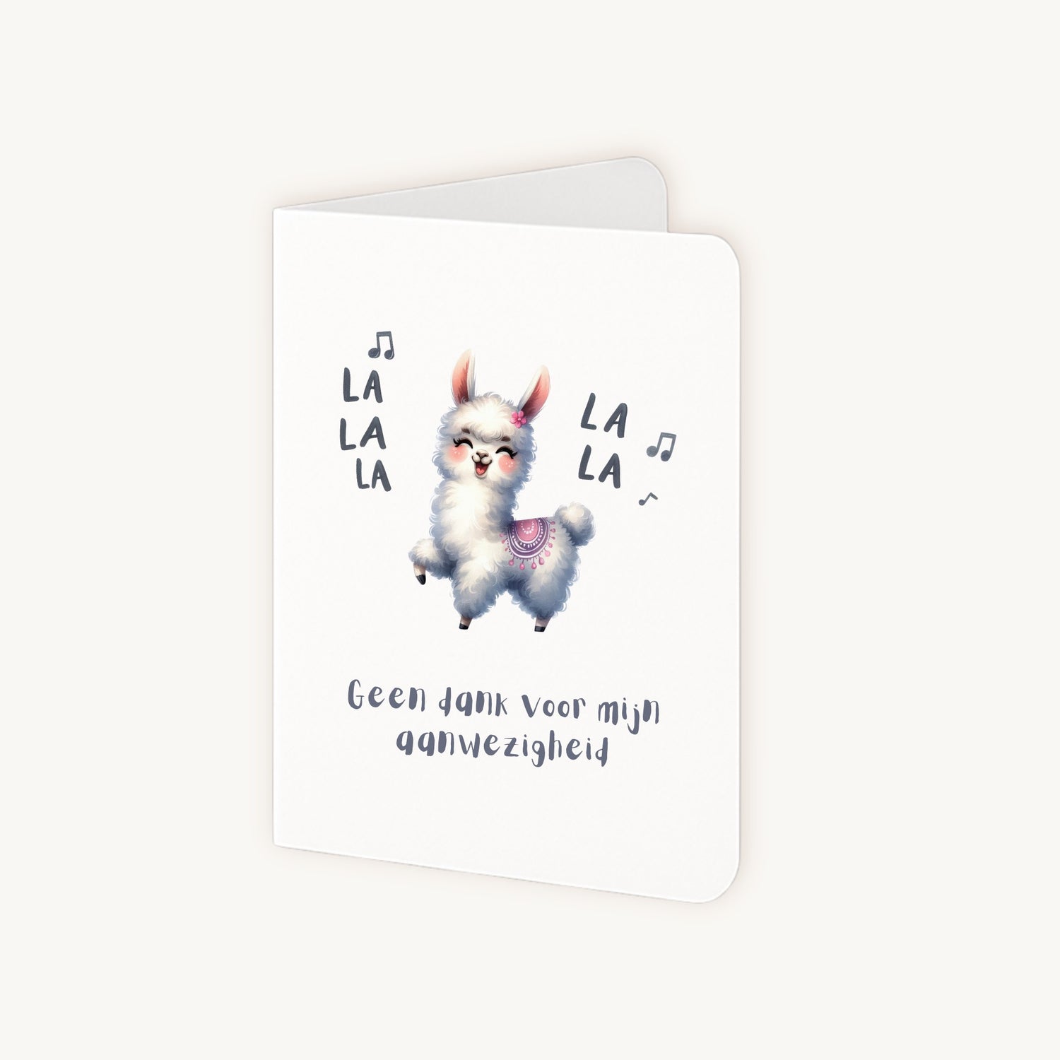 Half geopende grappige kaart lama met schrijfruimte