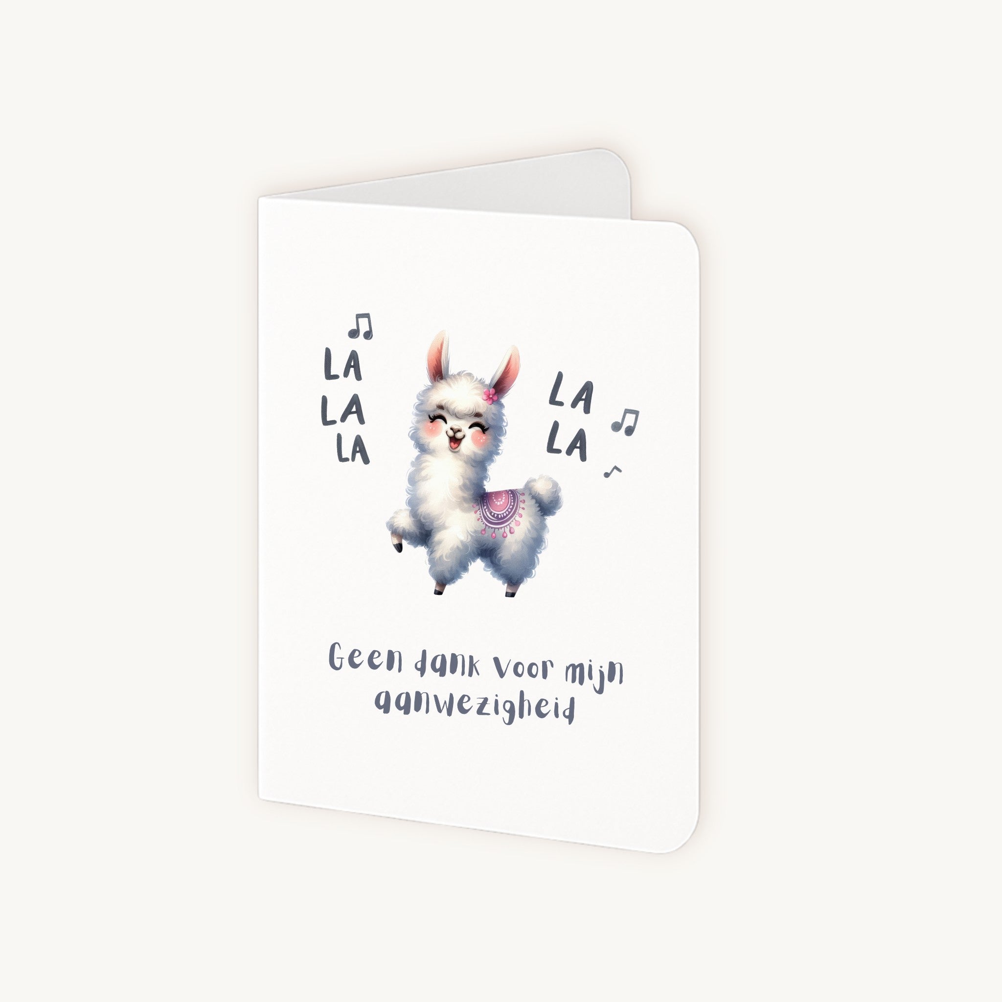 Half geopende grappige kaart lama met schrijfruimte