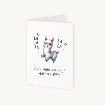 Half geopende grappige kaart lama met schrijfruimte
