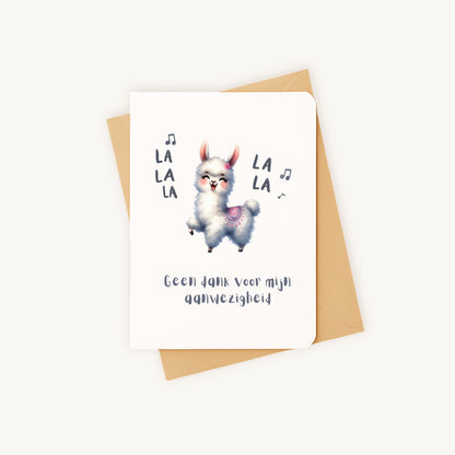 Grappige lamakaart met bijpassende kraft envelop