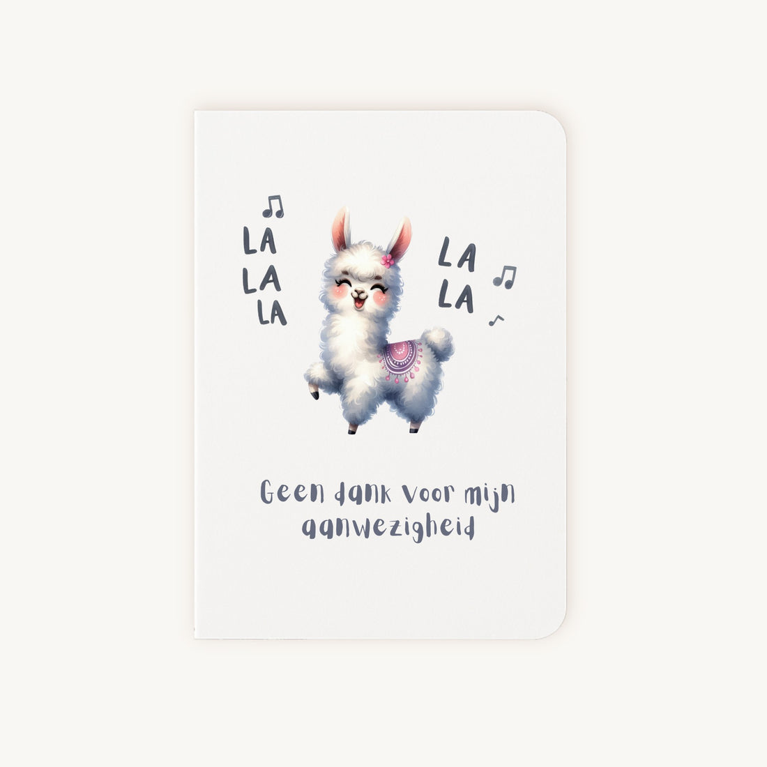 Grappige kaart met lama en tekst geen dank voor mijn aanwezigheid