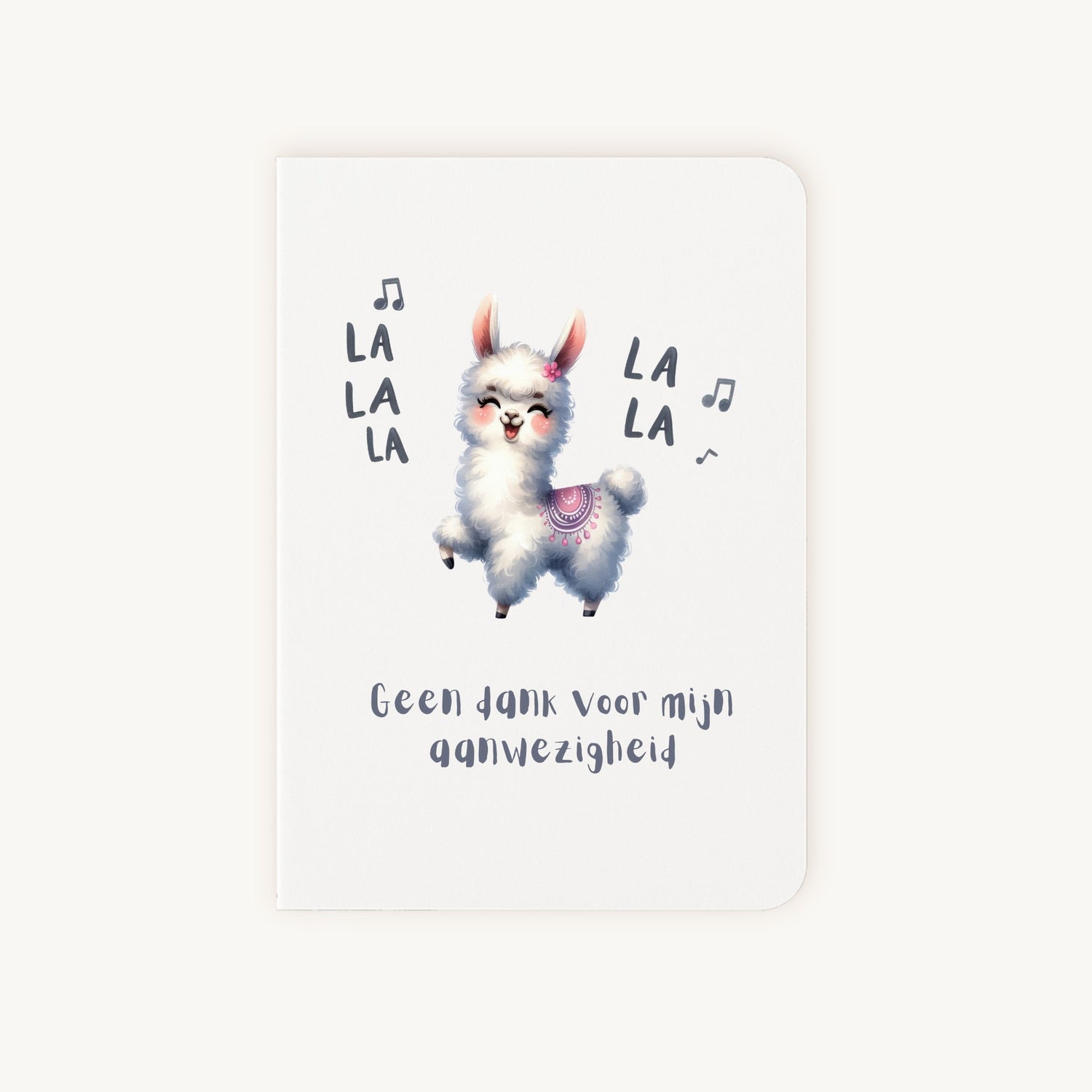 Grappige kaart met lama en tekst geen dank voor mijn aanwezigheid