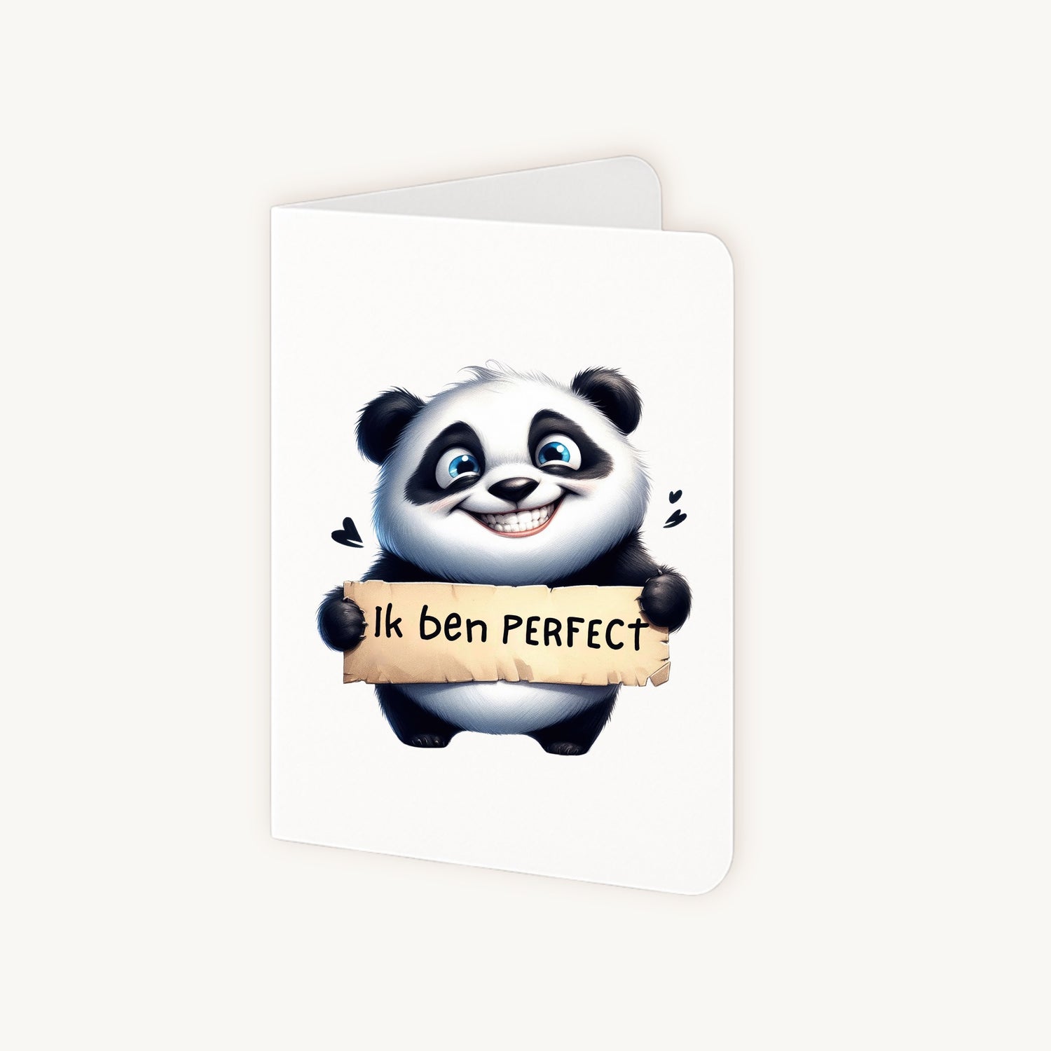 Geopende grappige panda kaart met schrijfruimte binnenin