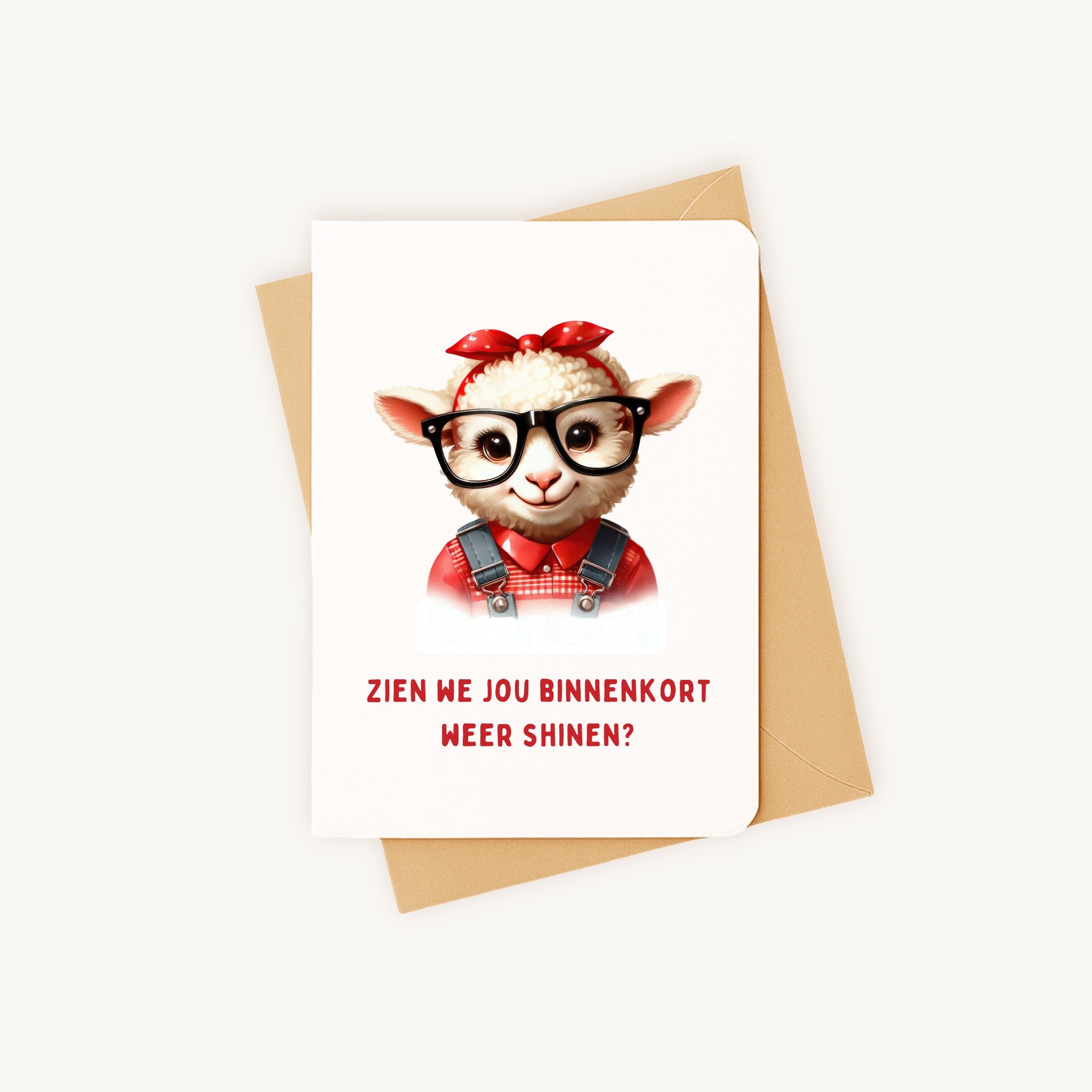 Grappige schaapje kaart met bijpassende kraftenvelop