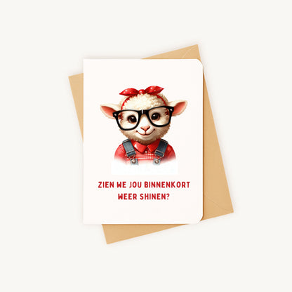 Grappige schaapje kaart met bijpassende kraftenvelop