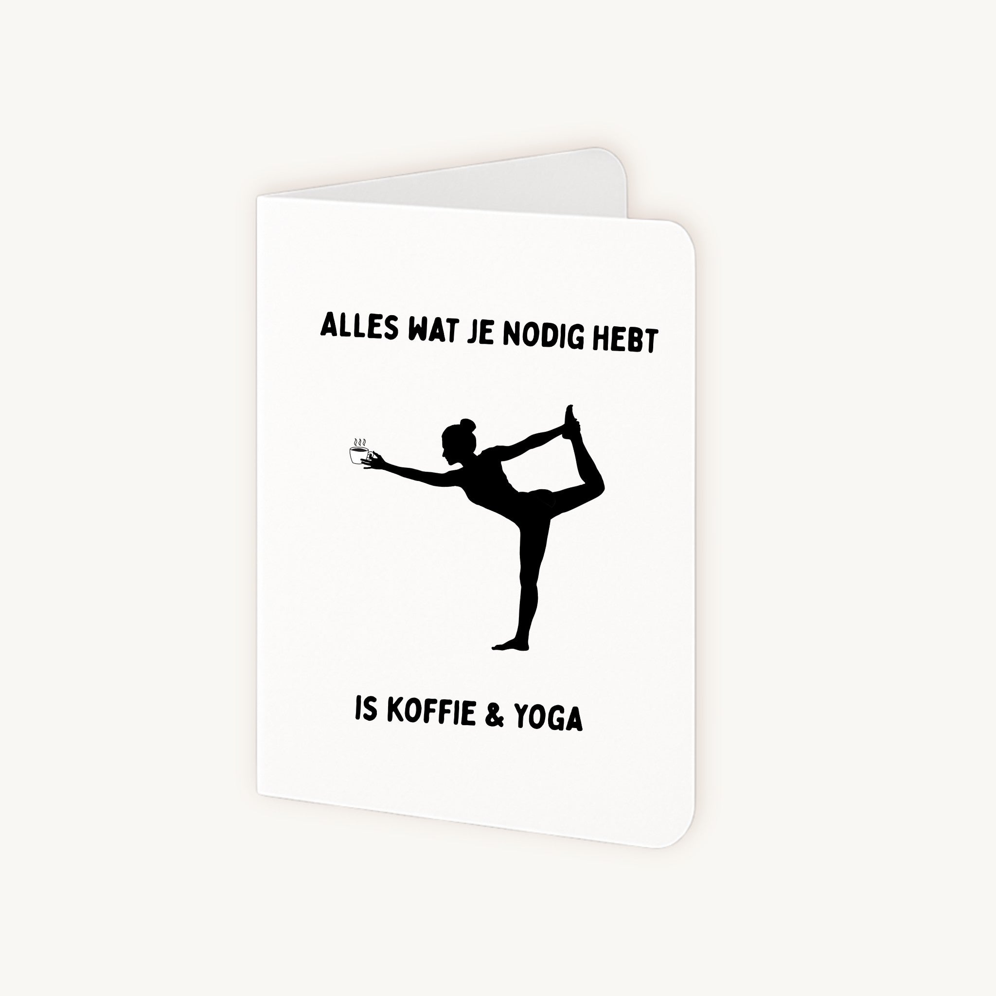 Dubbelgevouwen grappige kaart yoga half openstaand met binnenruimte zichtbaar
