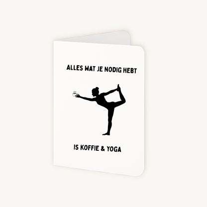 Dubbelgevouwen grappige kaart yoga half openstaand met binnenruimte zichtbaar