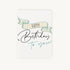 Klassieke verjaardagskaart voorkant met Happy Birthday to You tekst in banner