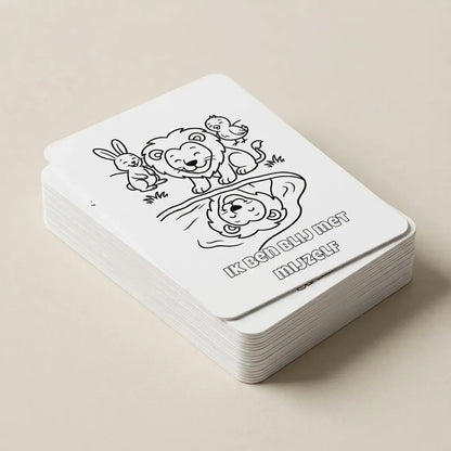 Stapel A6 kleurplaten met affirmaties en bosdieren voor kleuters