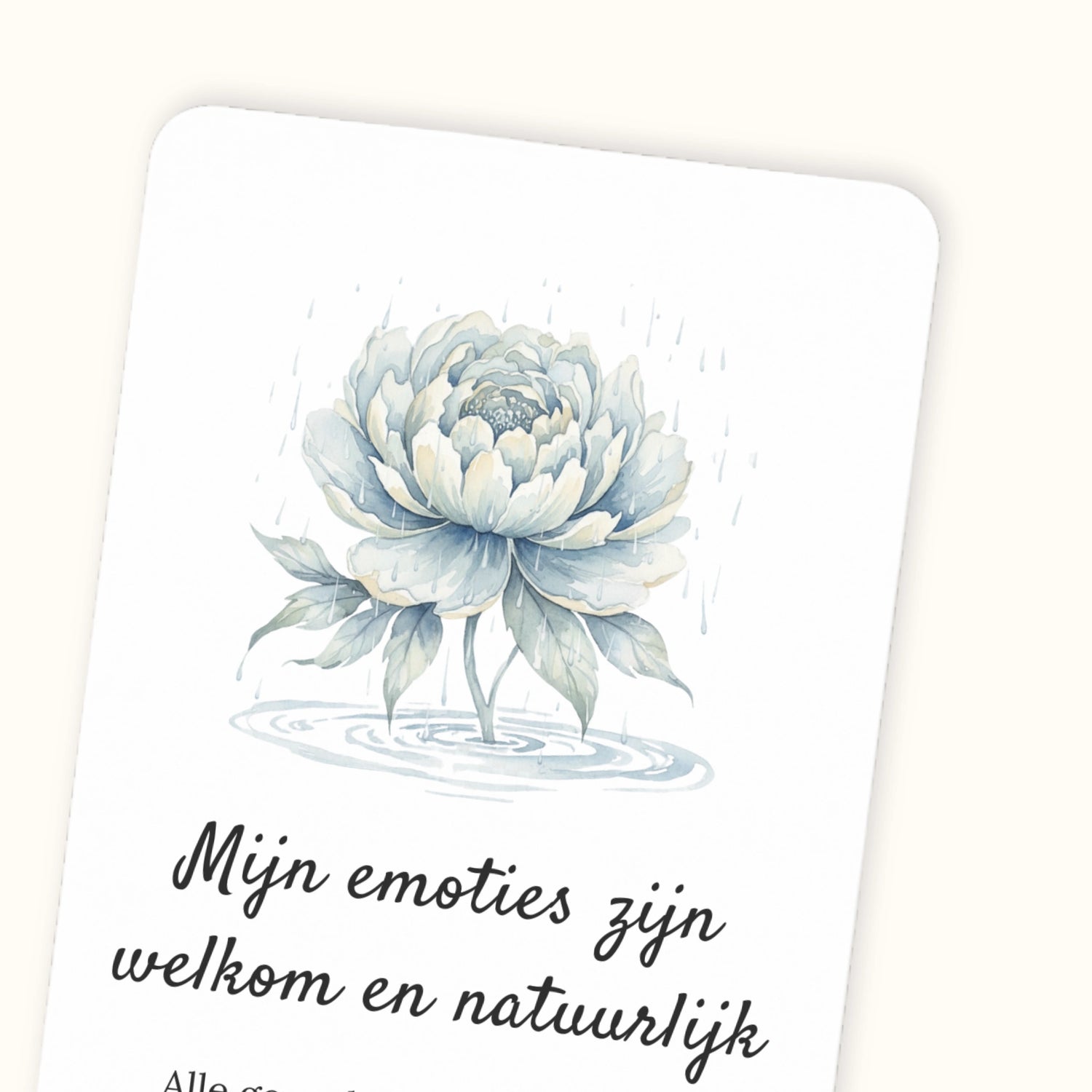 Detail van een affirmatiekaart voor na de bevalling met subtekst
