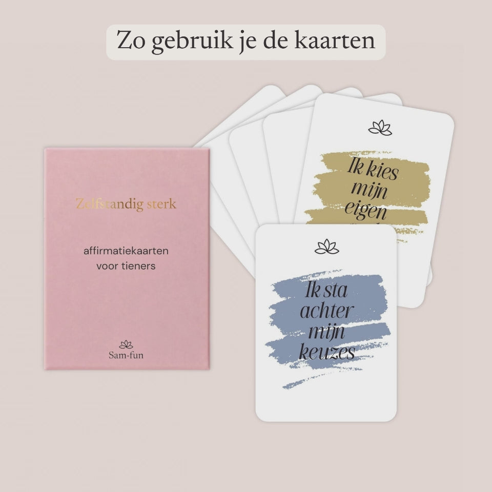 Zo gebruik je affirmatiekaarten voor tieners - Kort en krachtig: kies een kaart, lees de woorden en geef de kaart een plek.