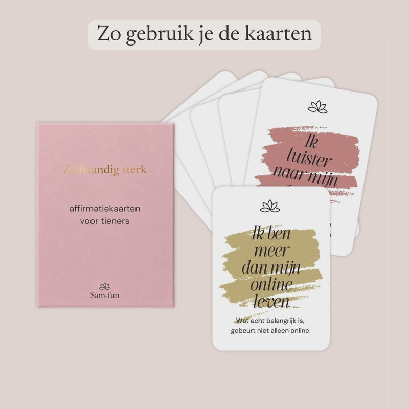 Zo gebruik je affirmatiekaarten voor tieners - Met subtekst: kies een kaart, lees de woorden en geef de kaart een plek.