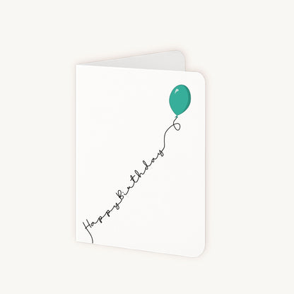 Verjaardagskaart ballon groen half geopend met witte binnenkant A6