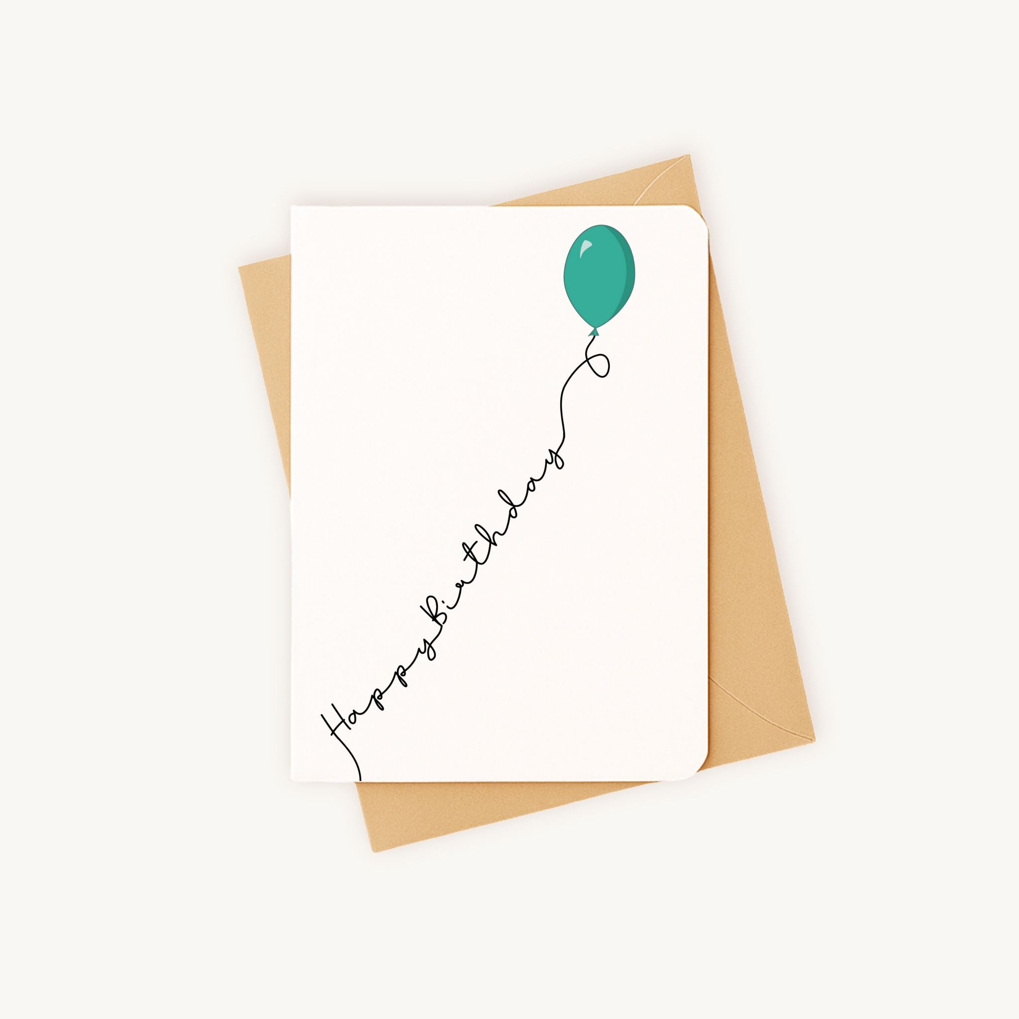 Verjaardagskaart ballon groen liggend met witte envelop A6 formaat