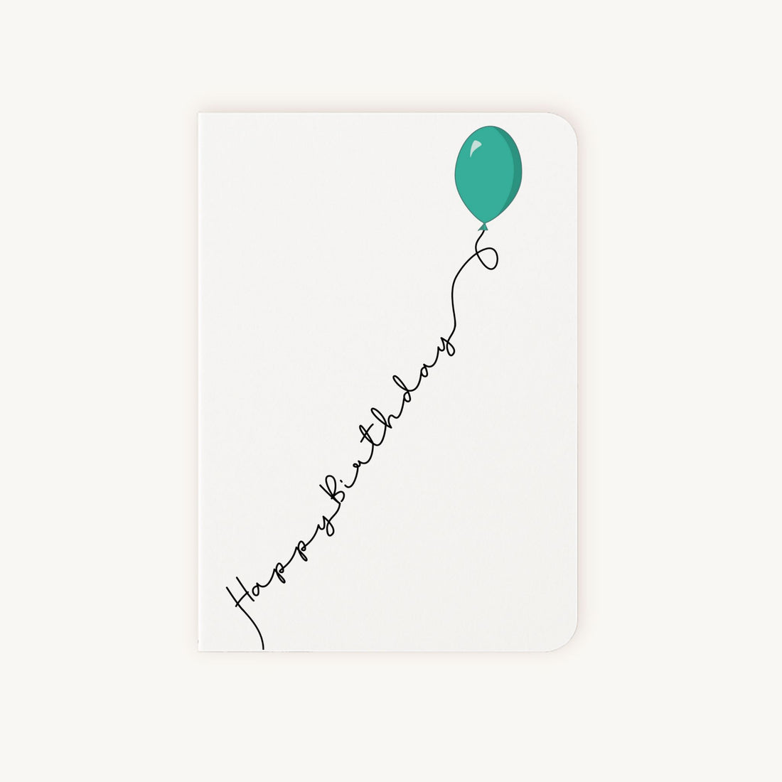 Verjaardagskaart ballon groen met Happy Birthday tekst voorkant A6 formaat