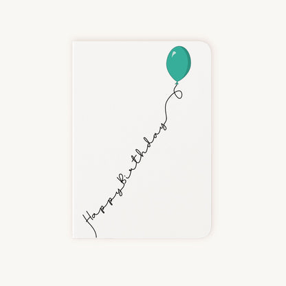 Verjaardagskaart ballon groen met Happy Birthday tekst voorkant A6 formaat