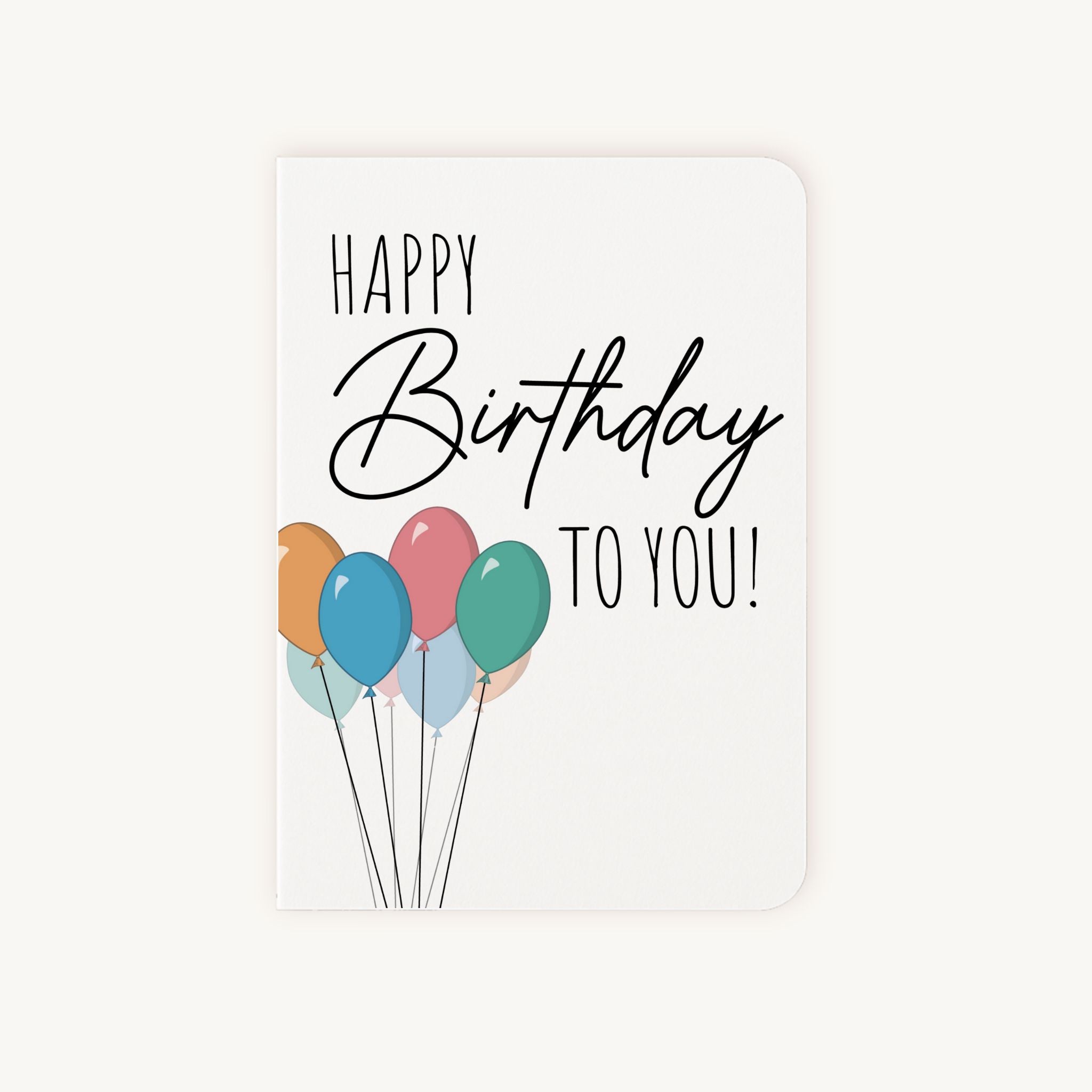 Verjaardagskaart ballonnen voorkant met Happy Birthday to You tekst en kleurrijke ballonnen