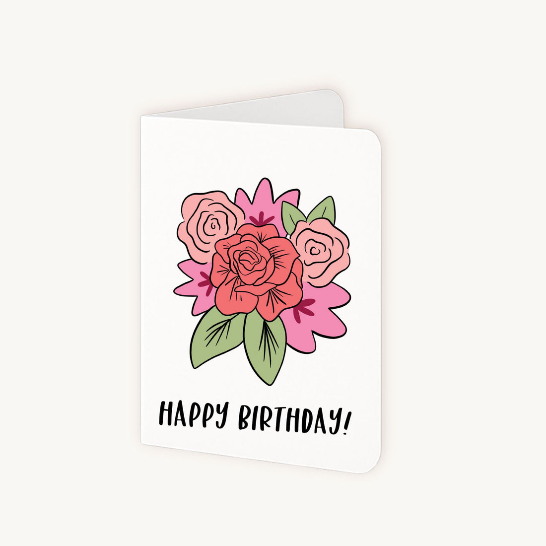 Verjaardagskaart bloemen half geopend toont witte binnenkant voor persoonlijke boodschap