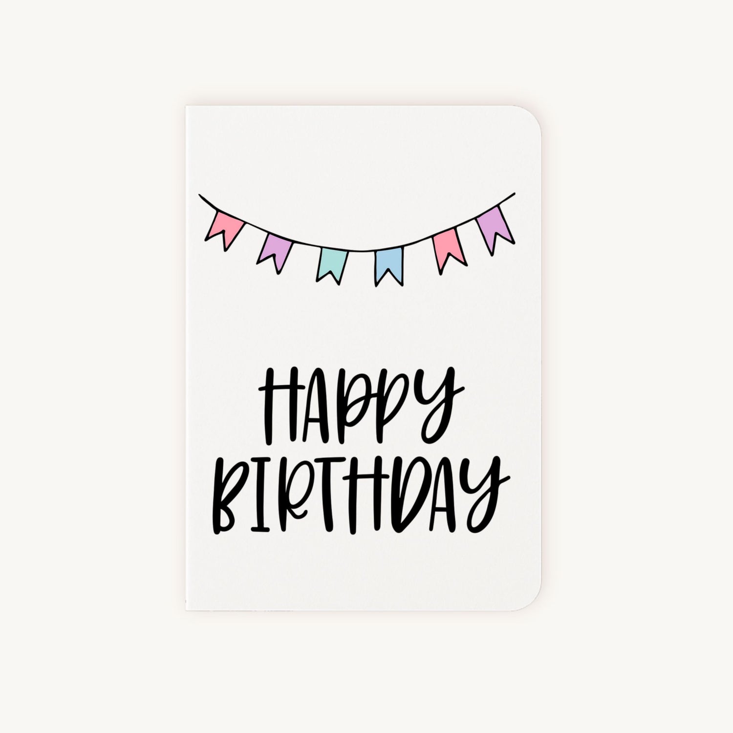 Verjaardagskaart gekleurde vlaggen voorkant met happy birthday tekst