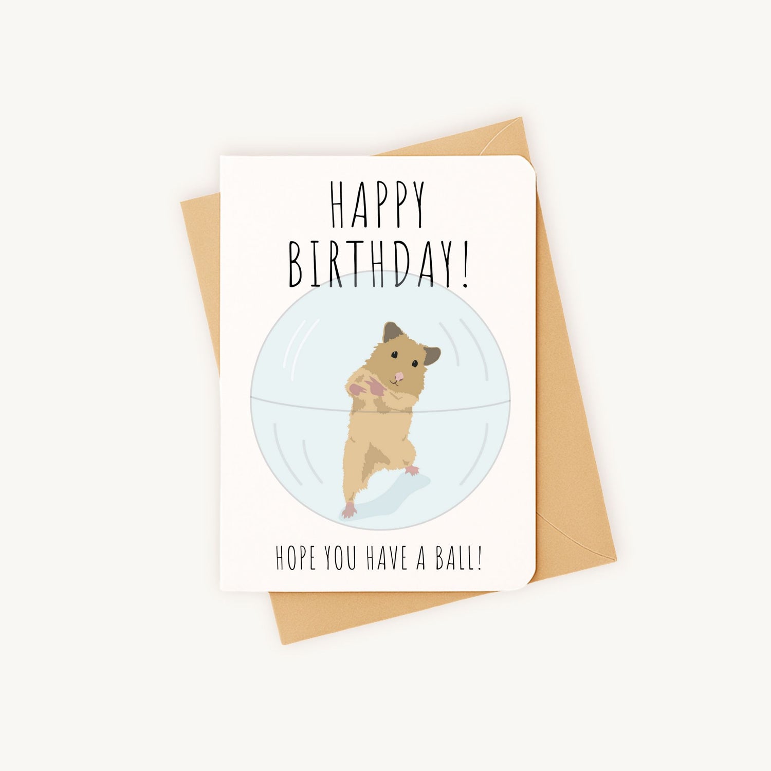 Verjaardagskaart hamster liggend met kraft envelop