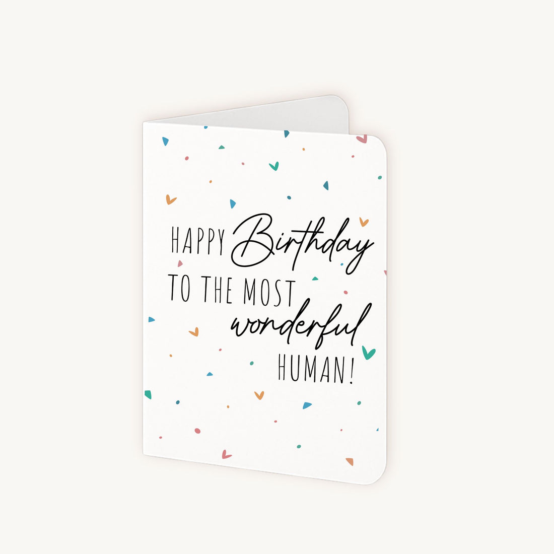 Dubbelgevouwen verjaardagskaart hartjes half geopend met zichtbare binnenkant