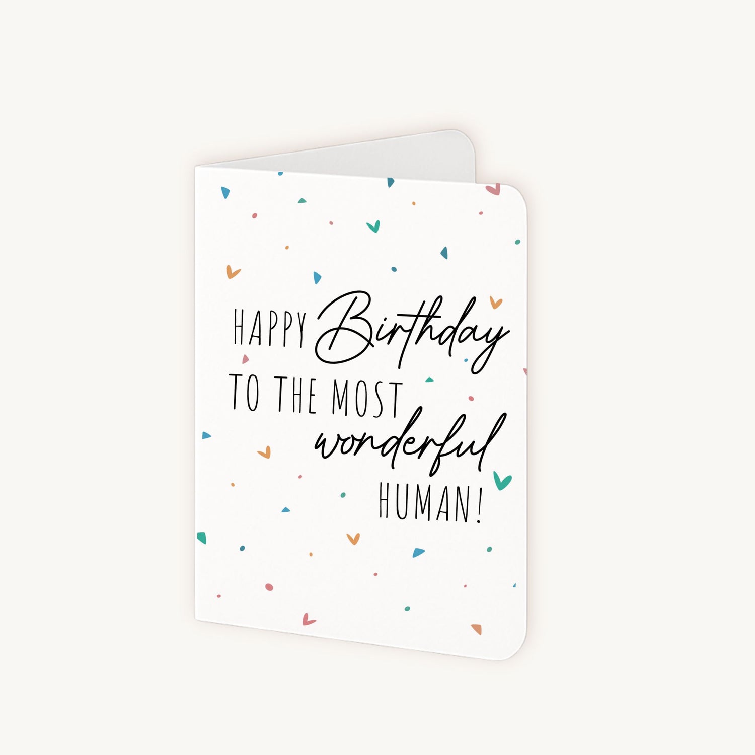 Dubbelgevouwen verjaardagskaart hartjes half geopend met zichtbare binnenkant