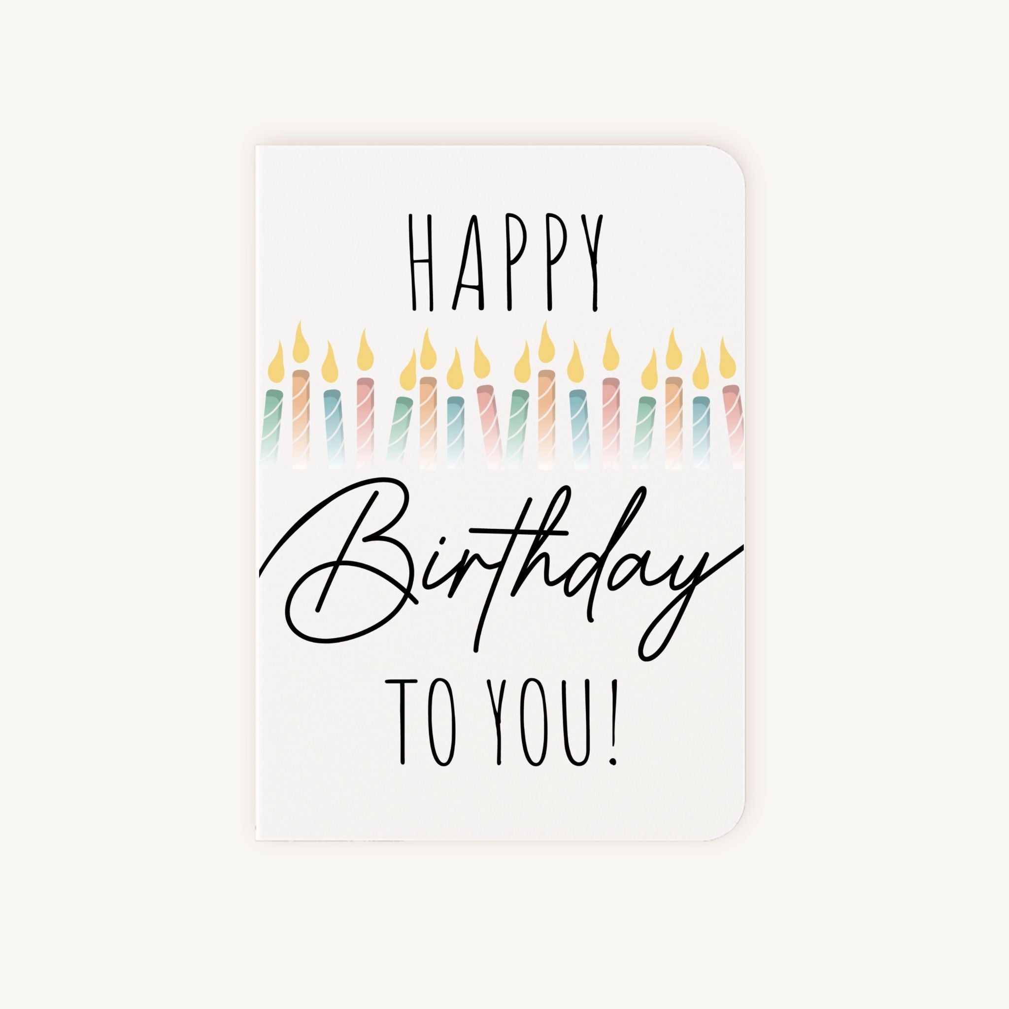 Verjaardagskaart kaarsjes voorkant met happy birthday tekst