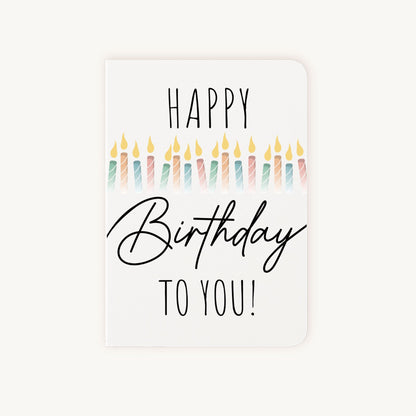 Verjaardagskaart kaarsjes voorkant met happy birthday tekst