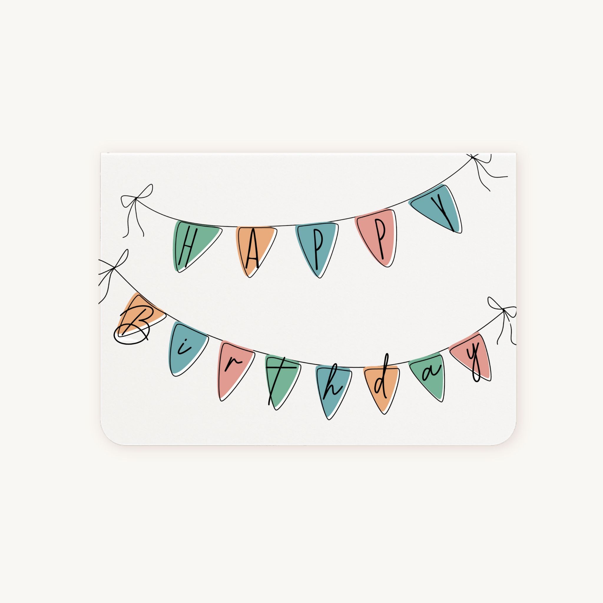 Verjaardagskaart kleurrijke banners Happy Birthday voorkant A6 formaat