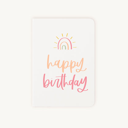 Verjaardagskaart regenboog met happy birthday tekst, A6 formaat
