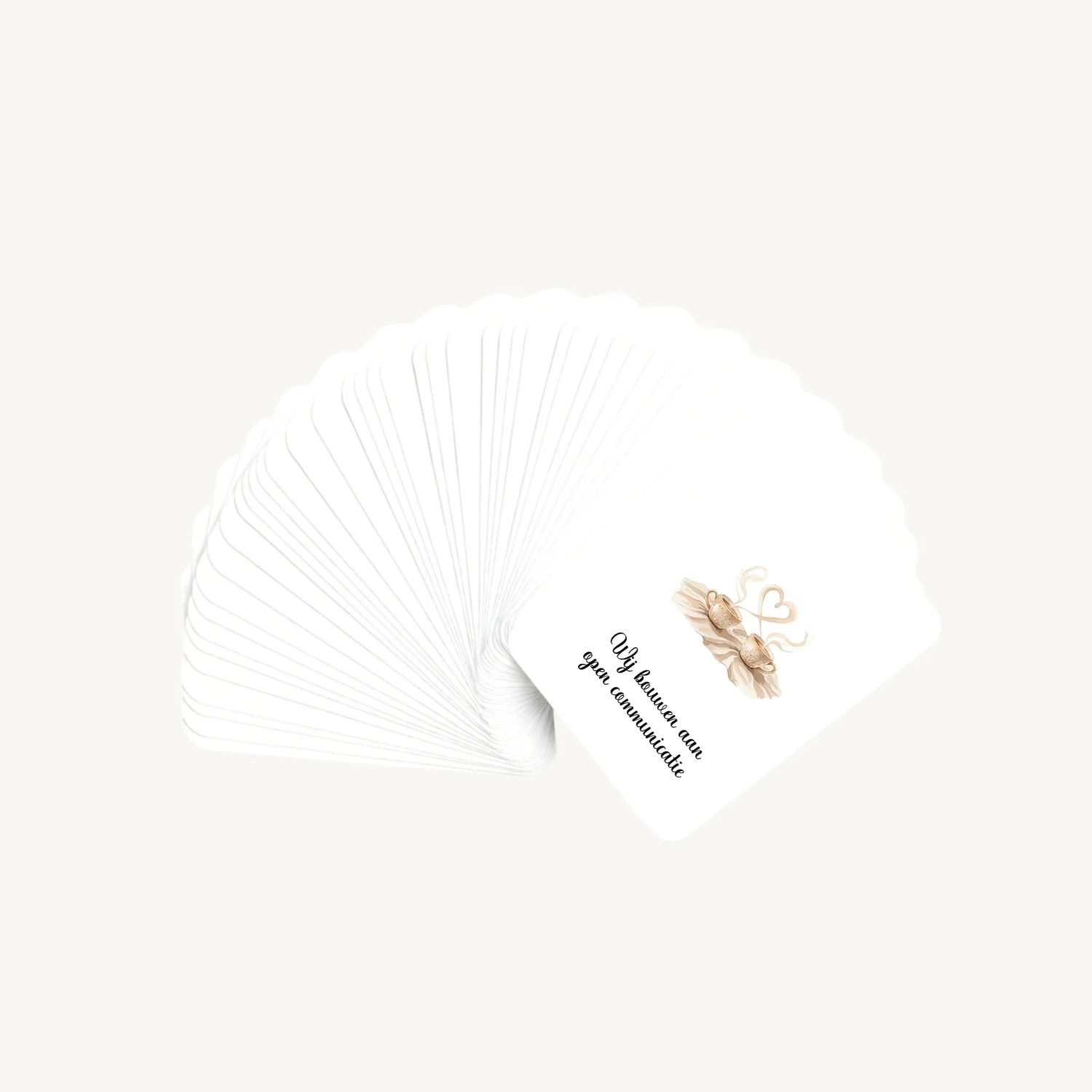 Waaier van 30 dreamy boho aquarelkaarten met korte affirmaties over het opvoeden van pubers en tieners, waarbij alleen de bovenste illustratie zichtbaar is, in een serene en volwassen boho stijl.