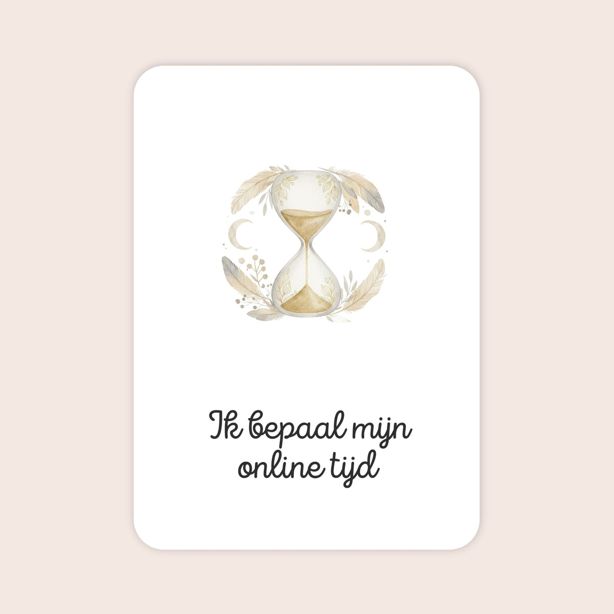 Affirmatiekaart in aquarel uit de set Zelfstandig sterk voor tieners met de tekst: ‘Ik bepaal mijn online tijd’
