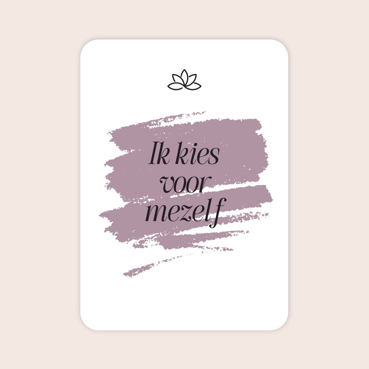 Affirmatiekaart in minimalistische stijl uit de set Zelfstandig sterk voor tieners met de tekst: ‘Ik kies voor mezelf’